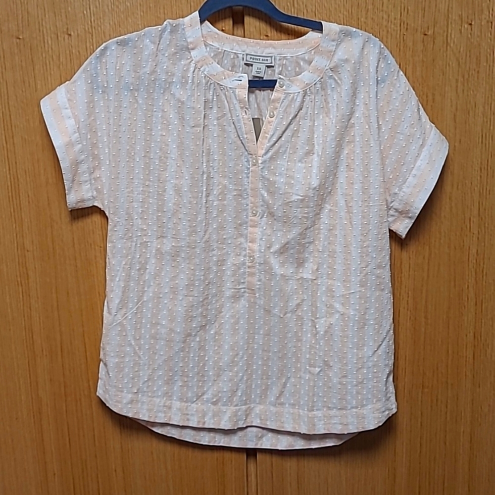 NWT J.Crew Point Sur Peach and Cream Blouse